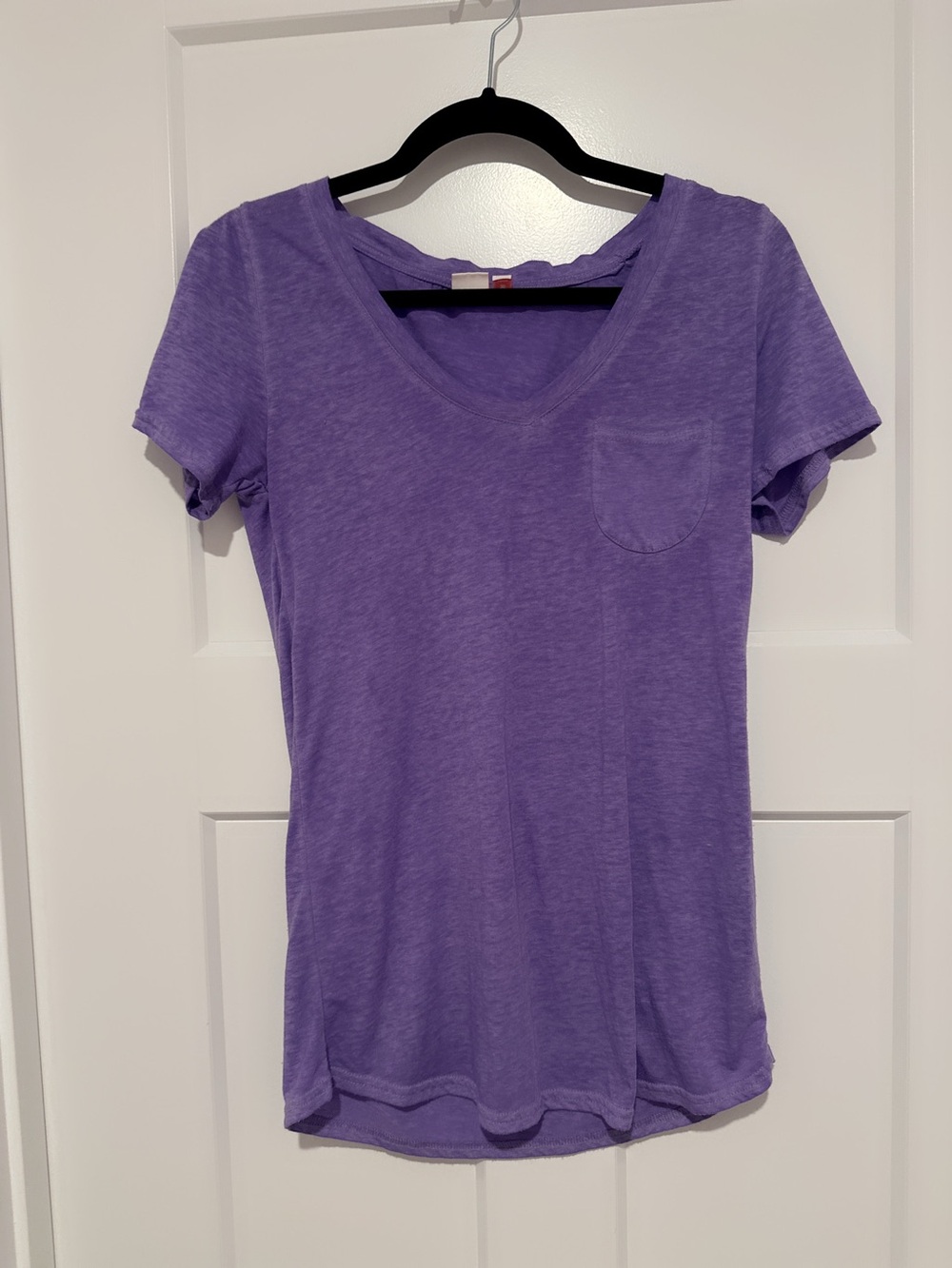 Purple V-Neck Pocket Tee - Women
